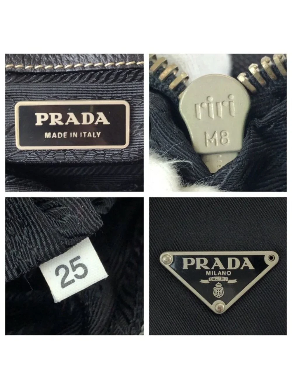Prada Tessuto Black Silver Nylon Leather Shoulder